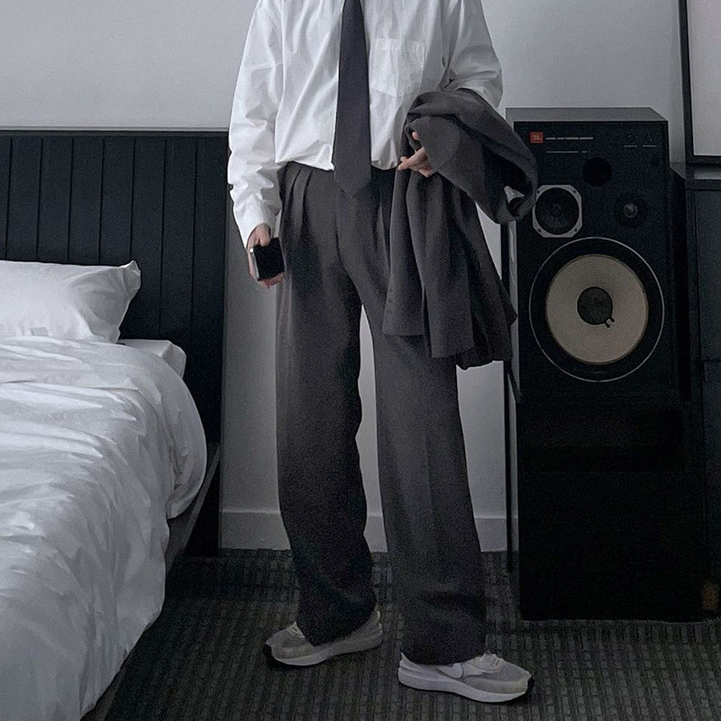 Kaheosaline ülikonnakomplekt, Korea stiilis retro laia lõikega, kerge äri stiil, suveväljaanne 2024, puuvillase jaatsetaat segu, 70.1% atsetaat