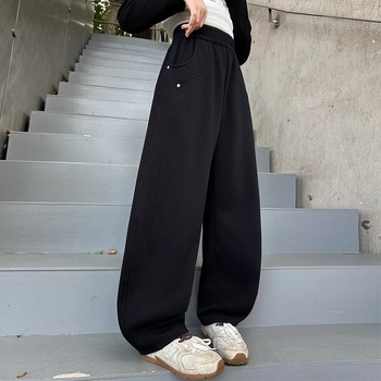 Dječje sportske hlače s fleecem podstavom, unisex, korejskog stila, 100% poliester, srednji pojas