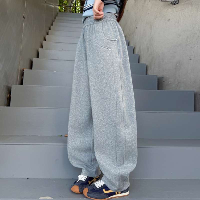 Dječje sportske hlače s fleecem podstavom, unisex, korejskog stila, 100% poliester, srednji pojas