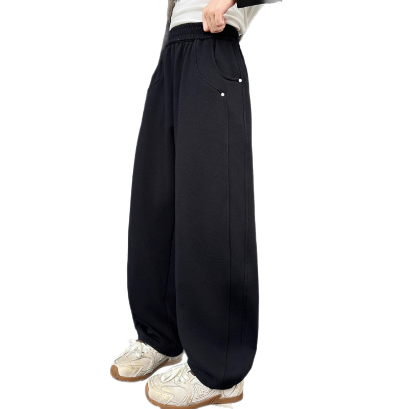 Dječje sportske hlače s fleecem podstavom, unisex, korejskog stila, 100% poliester, srednji pojas