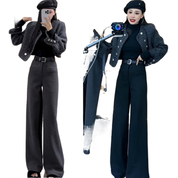 Ženske hlače s flis podstavom, ravnog kroja, visokim strukom, debeli zimski stil