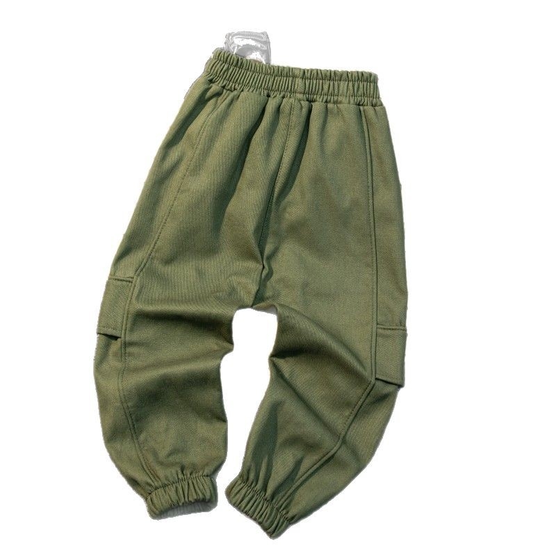 Dječje hlače, korejskog stila, s fleece podstavom, poliester tkanina, srednji pojas s elastikom