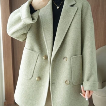 Chenille női kabát, japán-koreai casual stílus, 3/4-es ujjú, rövid fazon