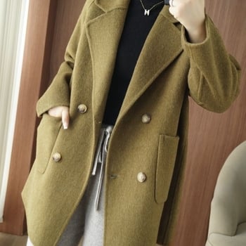 Chenille női kabát, japán-koreai casual stílus, 3/4-es ujjú, rövid fazon