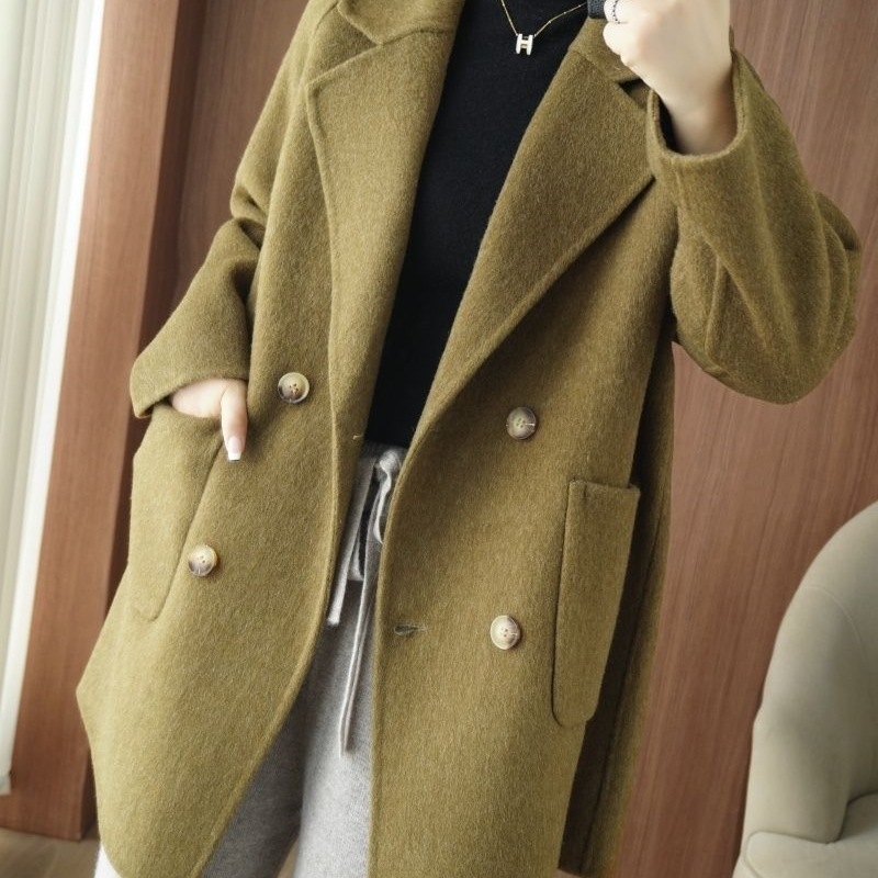 Chenille női kabát, japán-koreai casual stílus, 3/4-es ujjú, rövid fazon