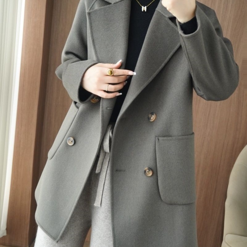 Chenille női kabát, japán-koreai casual stílus, 3/4-es ujjú, rövid fazon