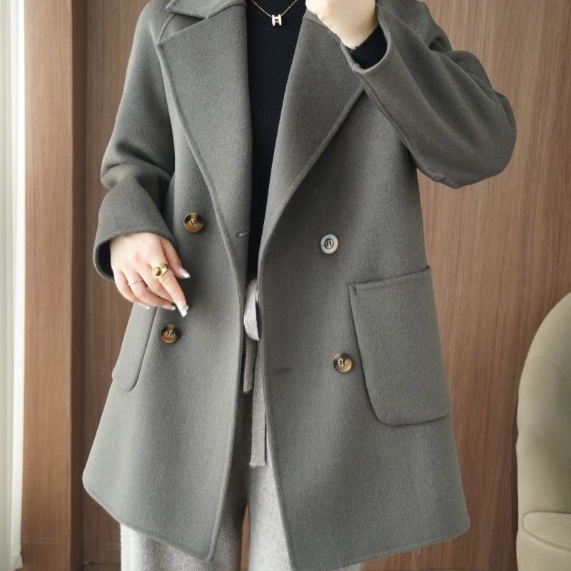 Chenille női kabát, japán-koreai casual stílus, 3/4-es ujjú, rövid fazon