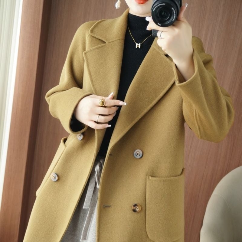 Chenille női kabát, japán-koreai casual stílus, 3/4-es ujjú, rövid fazon