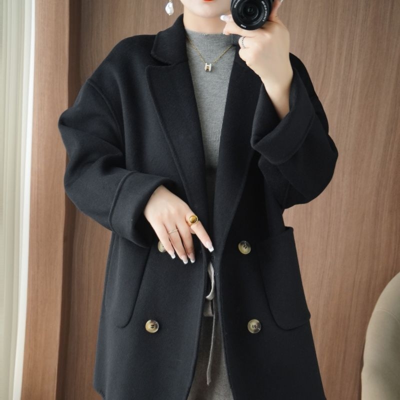 Chenille női kabát, japán-koreai casual stílus, 3/4-es ujjú, rövid fazon