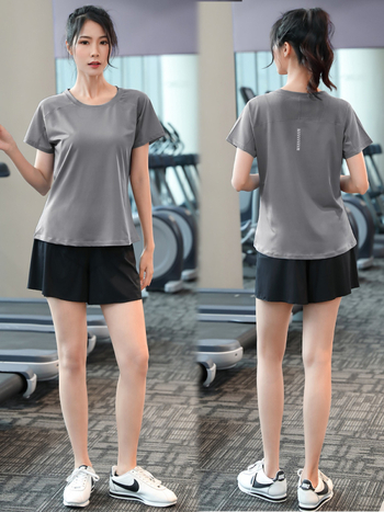 Женска мрежеста бързосъхнеща спортна тениска, свободна кройка, три четвърти ръкав, дизайн с цветови блокове, полиестер-спандекс смес