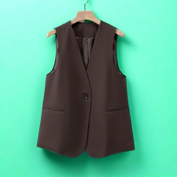 Dámska voľnočasová vesta s V výstrihom, polyester, obsah hlavnej látky 30-50%, japonsko-kórejský voľnočasový štýl