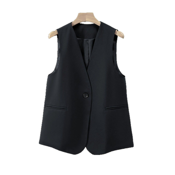 Dámska voľnočasová vesta s V výstrihom, polyester, obsah hlavnej látky 30-50%, japonsko-kórejský voľnočasový štýl