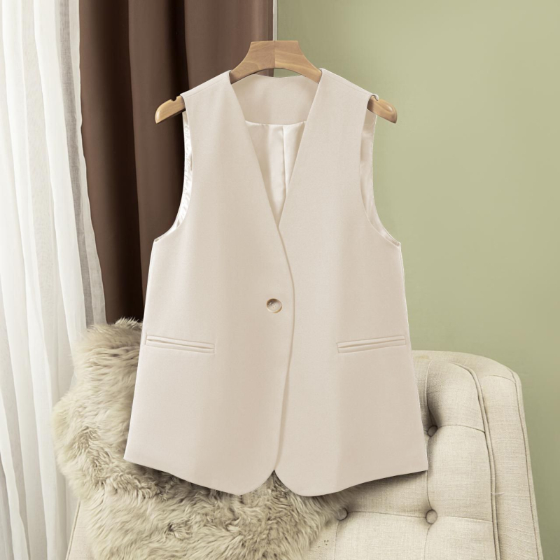 Dámska voľnočasová vesta s V výstrihom, polyester, obsah hlavnej látky 30-50%, japonsko-kórejský voľnočasový štýl