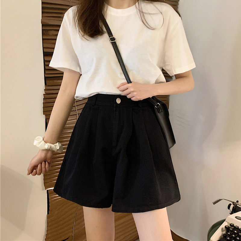 Casual široke hlače s visokim strukom, 3/4 duljine, tkanina PVC–poliesterska smjesa, mikroelastičnost