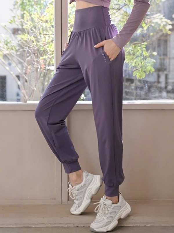 Женски двукомпонентен спортен комплект, бързосъхнещ и дишащ, дълъг ръкав топ и панталони, полиестер-еластан плат, есен 2025 издание, ежедневен стил