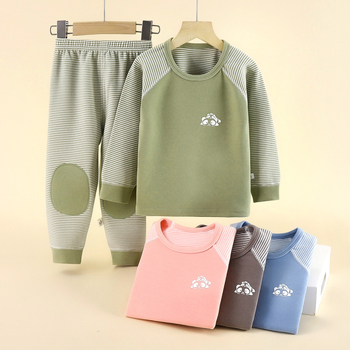 Dječji termalni set s prugastim uzorkom, dugi rukav, hlače, unisex, 3–8 godina, 94% poliester, antibakterijski, topao, odvlači vlagu