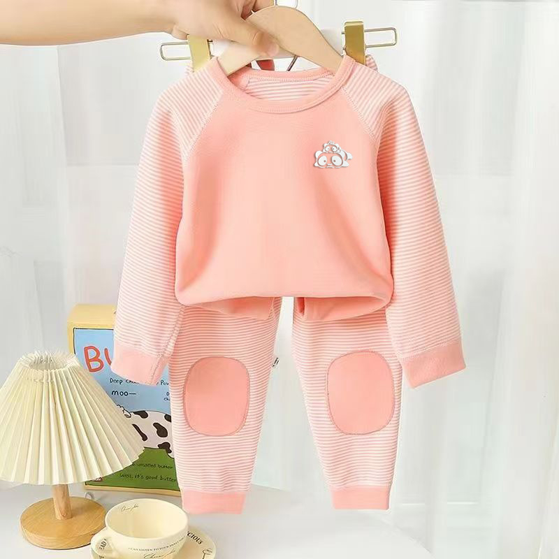 Dječji termalni set s prugastim uzorkom, dugi rukav, hlače, unisex, 3–8 godina, 94% poliester, antibakterijski, topao, odvlači vlagu