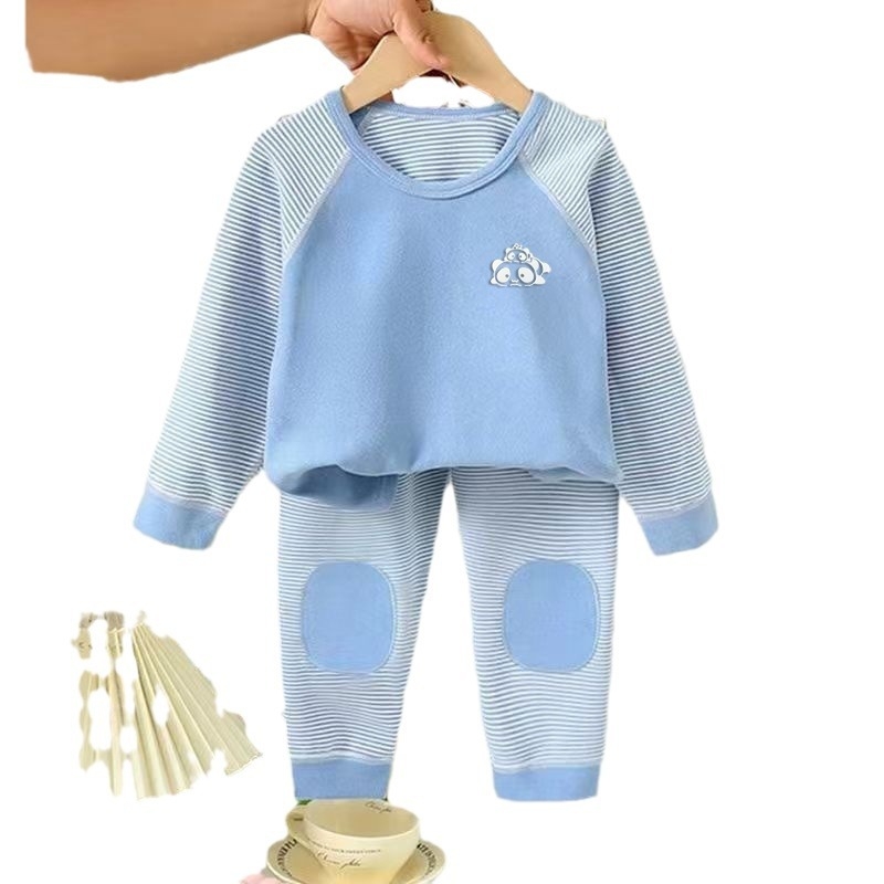 Dječji termalni set s prugastim uzorkom, dugi rukav, hlače, unisex, 3–8 godina, 94% poliester, antibakterijski, topao, odvlači vlagu