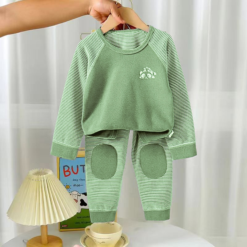 Dječji termalni set s prugastim uzorkom, dugi rukav, hlače, unisex, 3–8 godina, 94% poliester, antibakterijski, topao, odvlači vlagu
