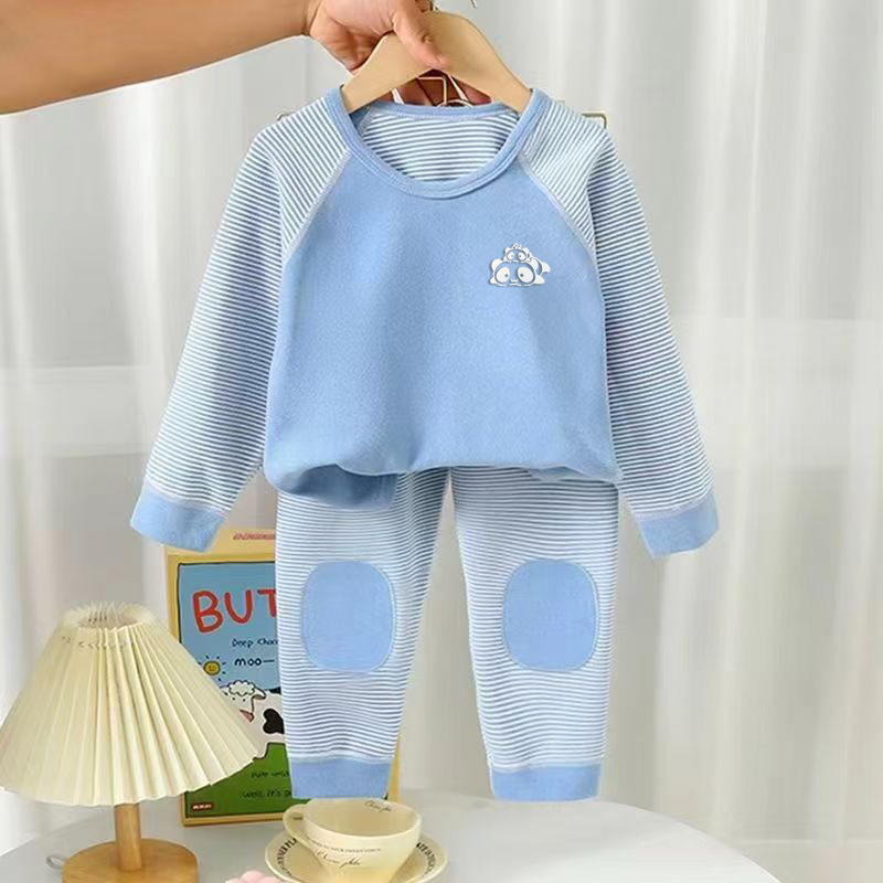 Dječji termalni set s prugastim uzorkom, dugi rukav, hlače, unisex, 3–8 godina, 94% poliester, antibakterijski, topao, odvlači vlagu