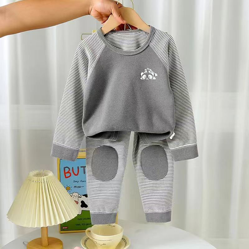 Dječji termalni set s prugastim uzorkom, dugi rukav, hlače, unisex, 3–8 godina, 94% poliester, antibakterijski, topao, odvlači vlagu