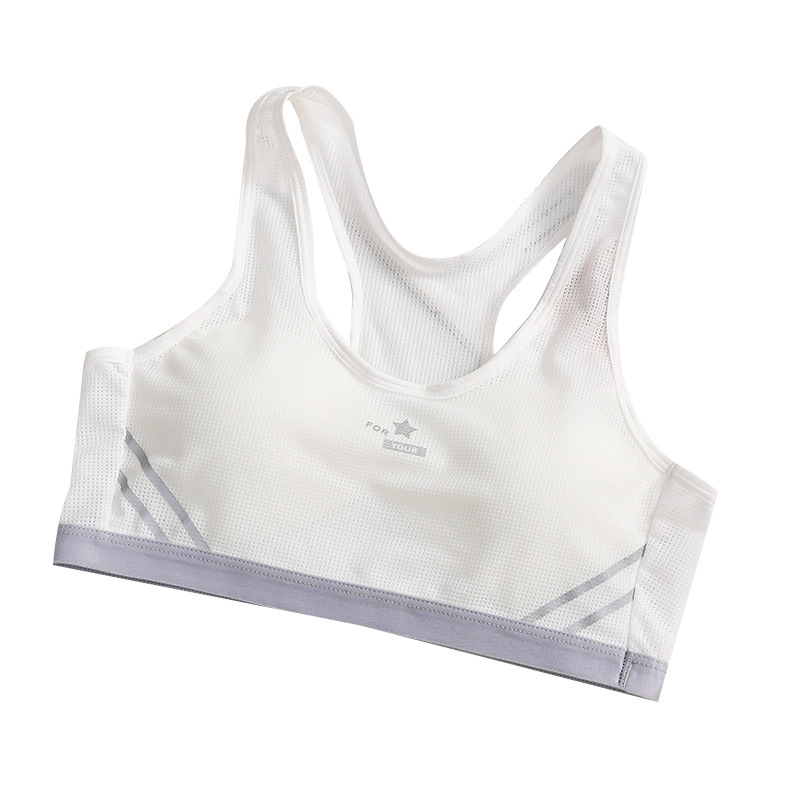 Suteren za djevojčice – prsluk-stil, najlon tkanina s pamuk podstavom, potpuno košarica s tankom oblikovanom košaricom, bez žice, fiksne dvostruke naramenice, prozračan i upija znoj