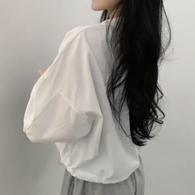 Късо дамско полиестерово бейзболно яке с цип, яка с ревер, регулярни ръкави, едноцветен дизайн, колаж панели, японски и корейски ежедневен стил, лятна колекция 2024