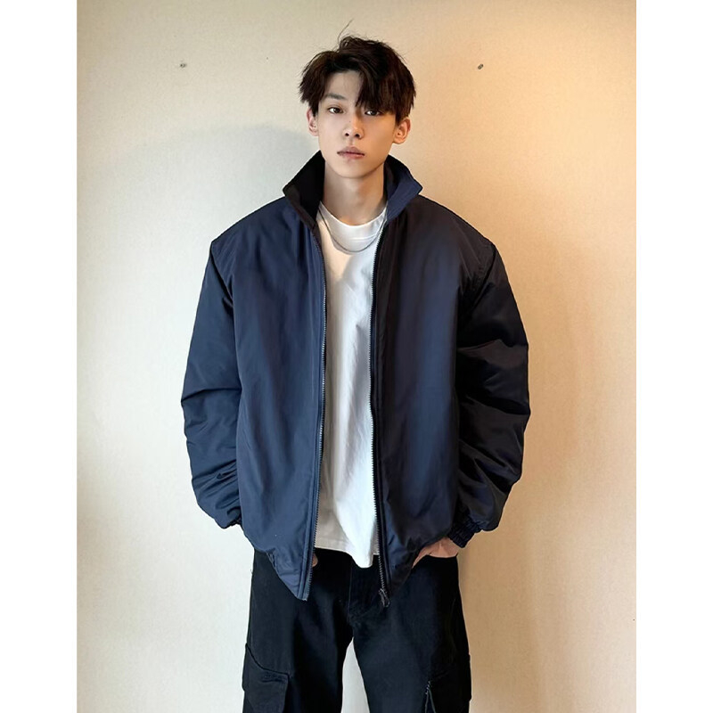 Muška jakna u japanskom retro stilu, otporan na vjetar poliester, zatvarač, širok kroj, dugi rukavi