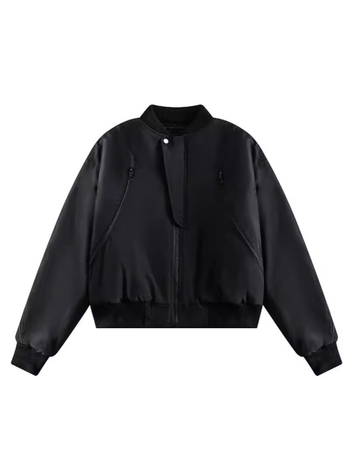 Авиаторско късо яке с бейзболна яка, свободна кройка, цип отпред, полиестерна тъкан