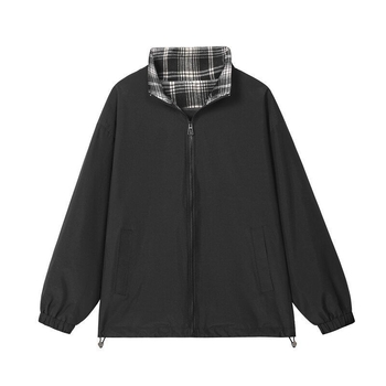 Jakna, ulični stil, stojeći ovratnik, zatvarač na zip, mrežasti uzorak