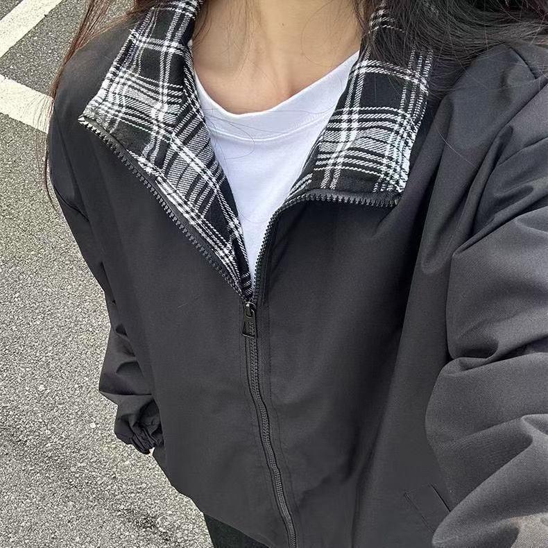 Jakna, ulični stil, stojeći ovratnik, zatvarač na zip, mrežasti uzorak