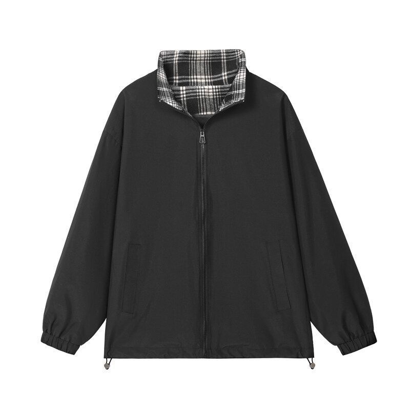 Jakna, ulični stil, stojeći ovratnik, zatvarač na zip, mrežasti uzorak