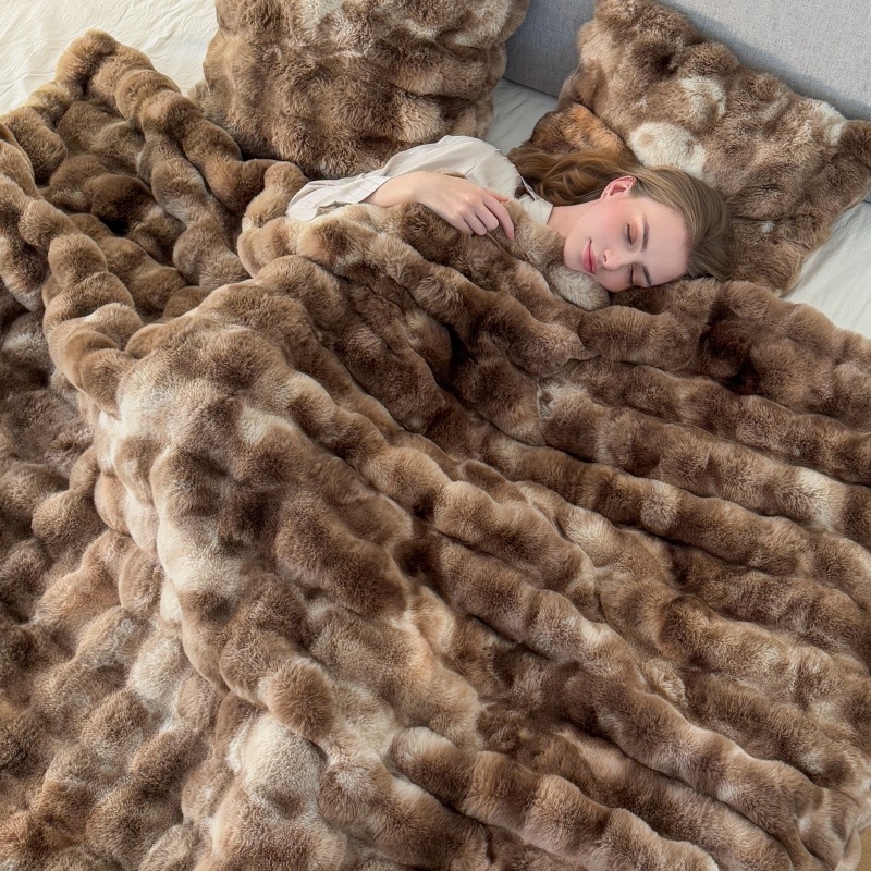 Poliesterio fleece pledė, 1000–1500 g, visiems metų laikams, lengvas prabangos stilius