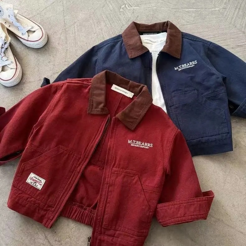 Детско яке в корейски стил за пролет и есен, дълъг ръкав, цип отпред, средна дължина, за момчета