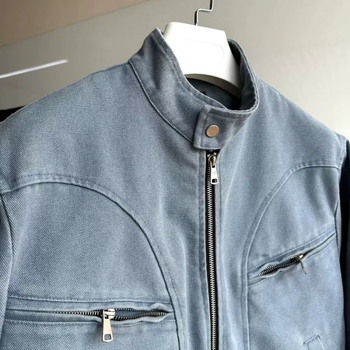 Muška jakna, korejskog stila, stojeći ovratnik, zip, udoban kroj, vanjski materijal pamuk 90%, podstava pamuk 90%, za proljeće i jesen, bočne džepove