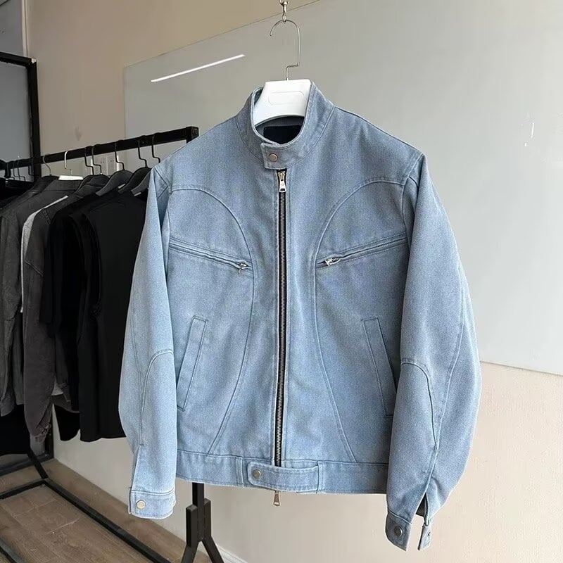 Muška jakna, korejskog stila, stojeći ovratnik, zip, udoban kroj, vanjski materijal pamuk 90%, podstava pamuk 90%, za proljeće i jesen, bočne džepove
