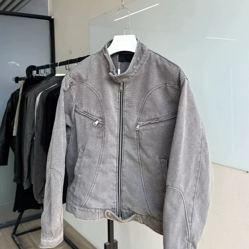 Muška jakna, korejskog stila, stojeći ovratnik, zip, udoban kroj, vanjski materijal pamuk 90%, podstava pamuk 90%, za proljeće i jesen, bočne džepove