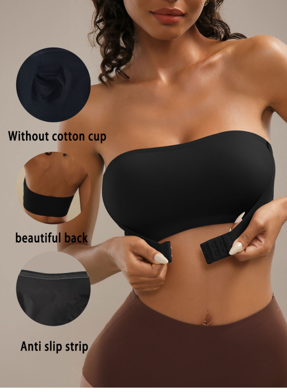 Без презрамки бюстгашник с предно закопчаване, безжичен, тънки формовани чашки, безшевен дизайн, нейлон