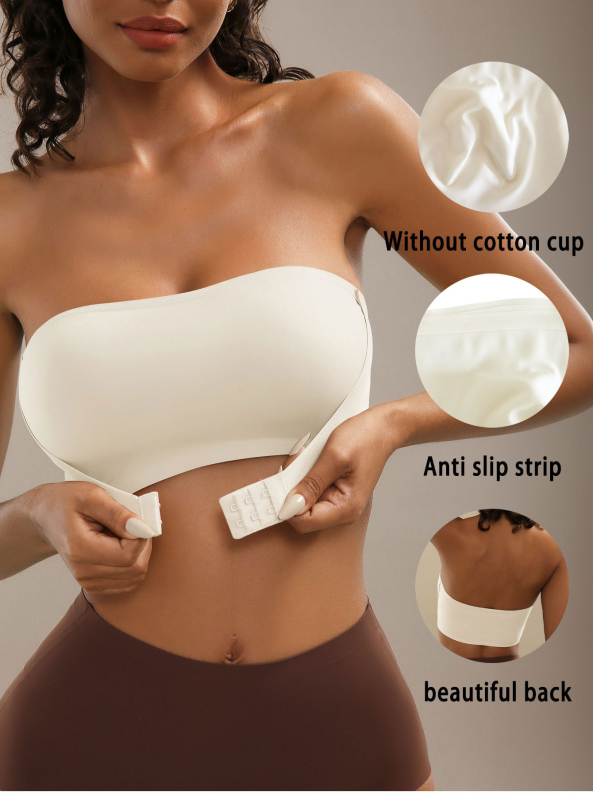 Без презрамки бюстгашник с предно закопчаване, безжичен, тънки формовани чашки, безшевен дизайн, нейлон