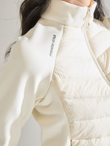 Páperová bunda (kačacie páperie 86–90%, úzky strih, stojací golier, zips)