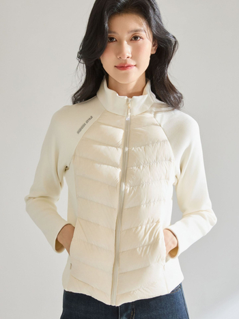 Páperová bunda (kačacie páperie 86–90%, úzky strih, stojací golier, zips)