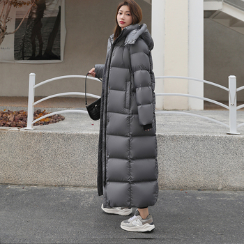 Love Damon dámska bunda s kapucňou, dĺžka nad kolená, výplň kačacím perím, kasmír 91–95%, polovičný golier