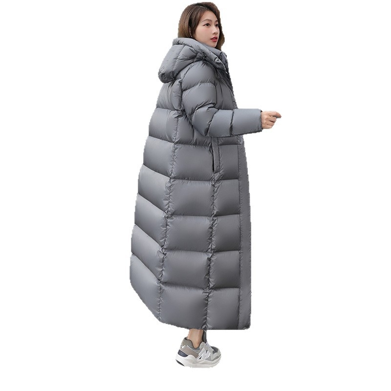 Love Damon dámska bunda s kapucňou, dĺžka nad kolená, výplň kačacím perím, kasmír 91–95%, polovičný golier