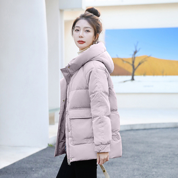 Huamengge Dámska bunda s kačacím down výplňou, kapucňa, voľný strih, 301–350 g výplň