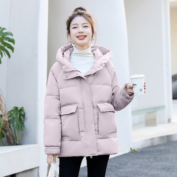 Huamengge Dámska bunda s kačacím down výplňou, kapucňa, voľný strih, 301–350 g výplň