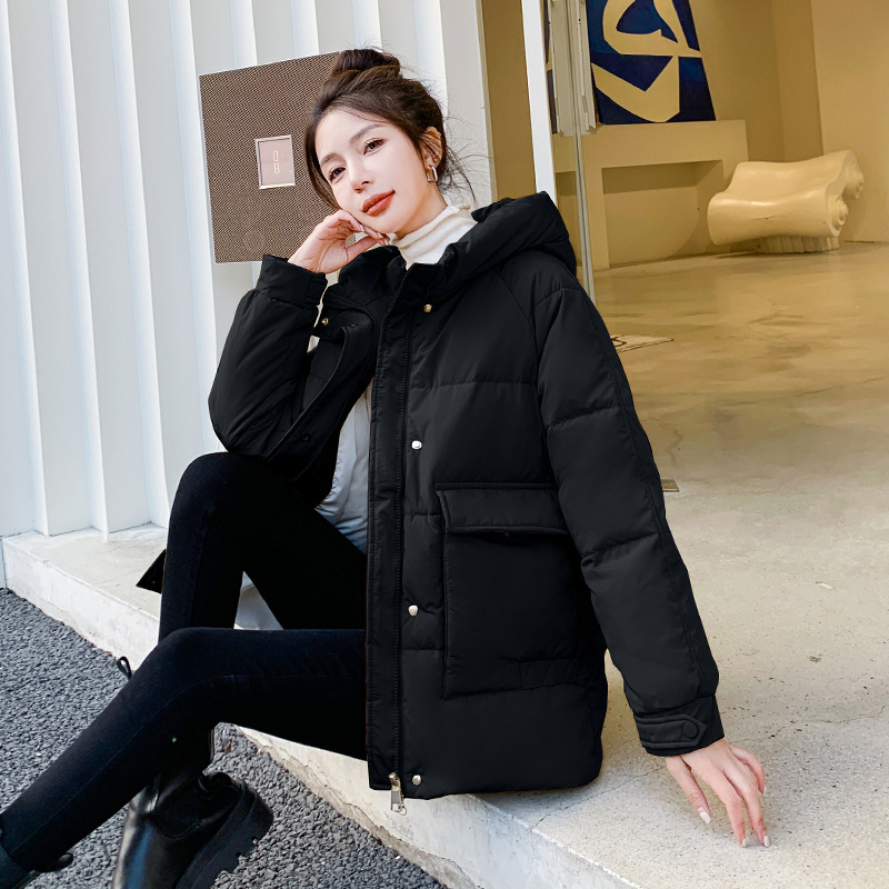 Huamengge Dámska bunda s kačacím down výplňou, kapucňa, voľný strih, 301–350 g výplň