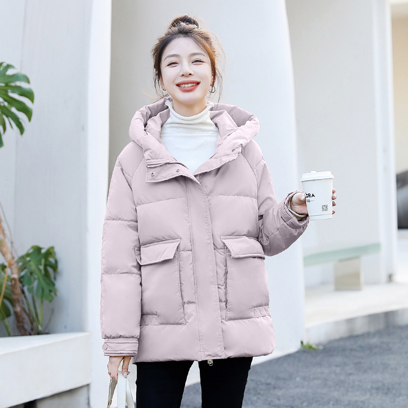 Huamengge Dámska bunda s kačacím down výplňou, kapucňa, voľný strih, 301–350 g výplň