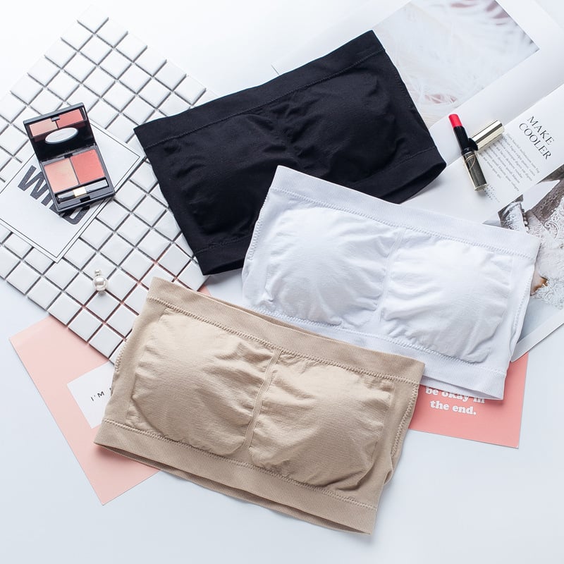 Без презрамки топ бюстгъртник с двойно подплатяване, пълна чашка, найлонова материя, дишащ безшевен дизайн