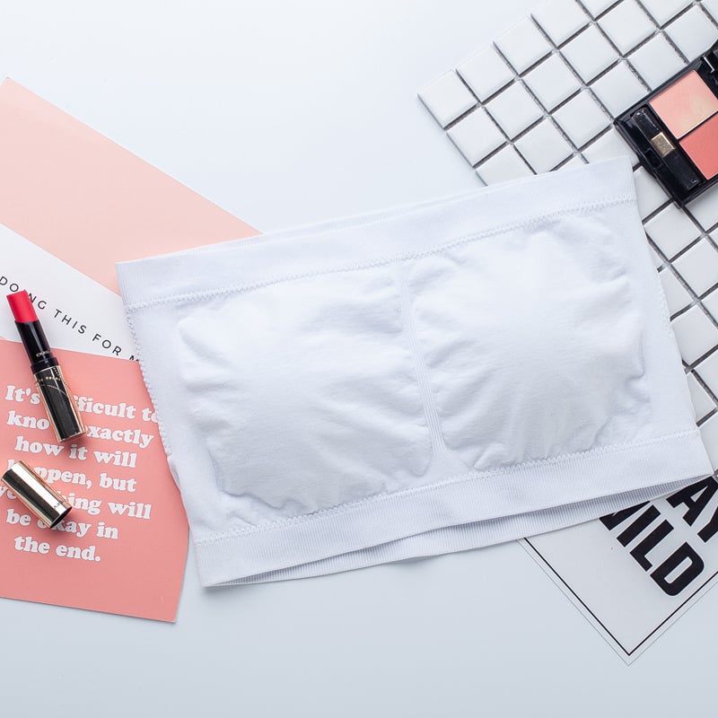 Без презрамки топ бюстгъртник с двойно подплатяване, пълна чашка, найлонова материя, дишащ безшевен дизайн