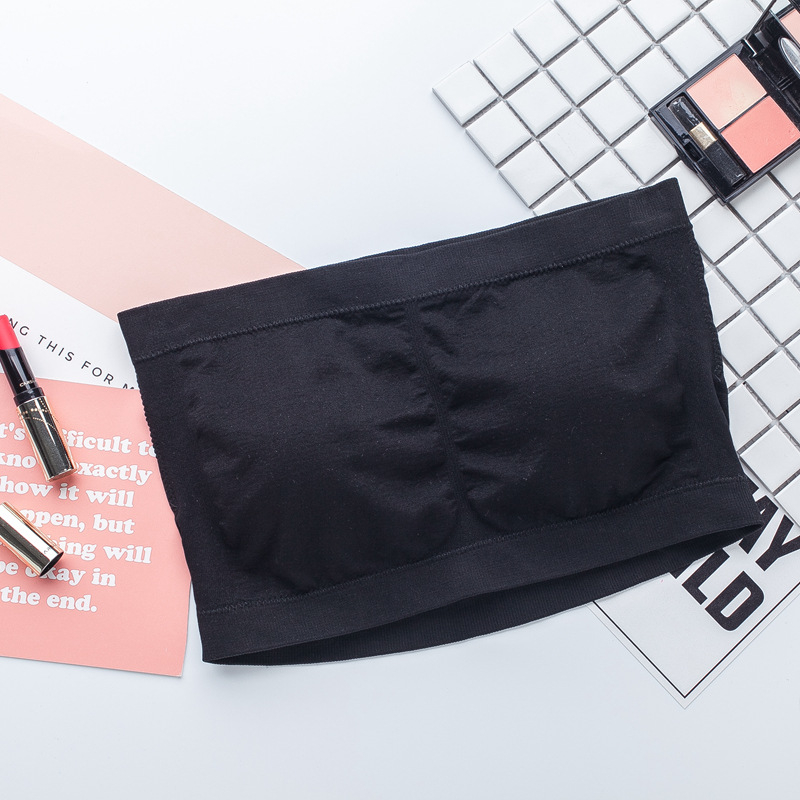 Без презрамки топ бюстгъртник с двойно подплатяване, пълна чашка, найлонова материя, дишащ безшевен дизайн